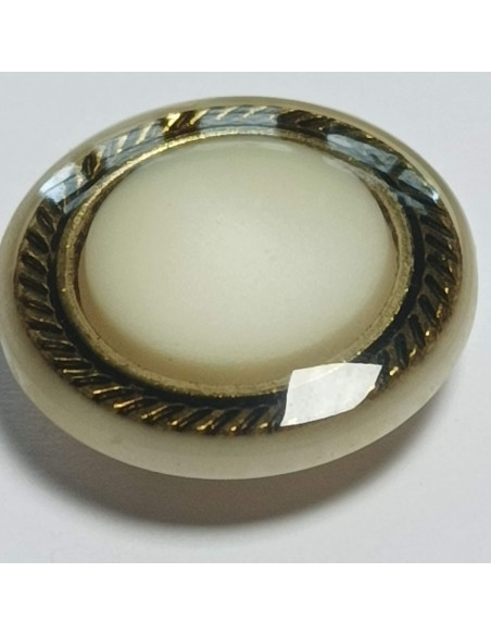 Bouton polyester tunnel, rond, 23 mm, blanc