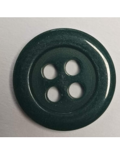 Bouton polyester 4 trous, rond, 12 mm, vert
