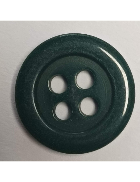 Bouton polyester 4 trous, rond, 12 mm, vert