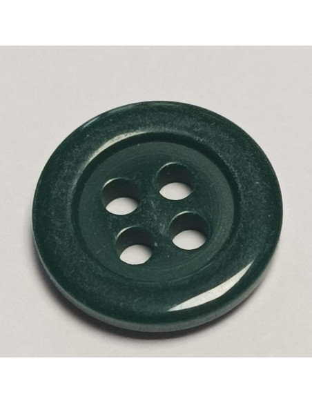 Bouton polyester 4 trous, rond, 12 mm, vert
