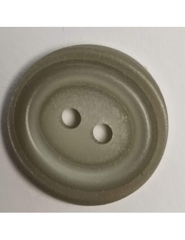 Bouton polyester 2 trous, rond, 14 mm, gris