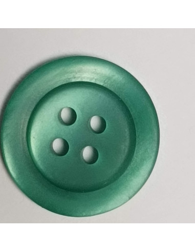 Bouton polyester 4 trous, rond, 14 mm, vert