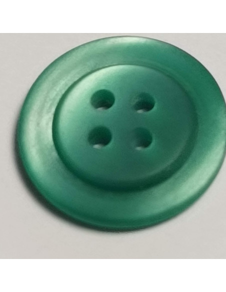 Bouton polyester 4 trous, rond, 14 mm, vert