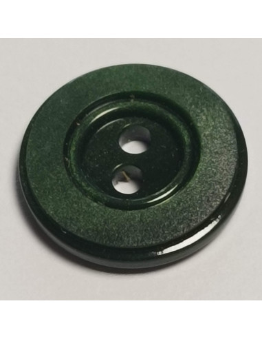Bouton polyester 2 trous, rond, 13 mm, vert