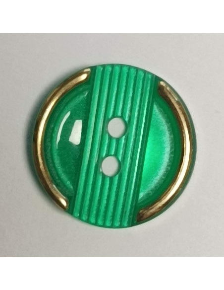 Bouton polyester 2 trous, rond, 12 mm, vert