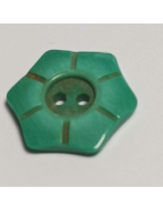 Bouton polyester 2 trous, fleur, 15 mm, vert 2