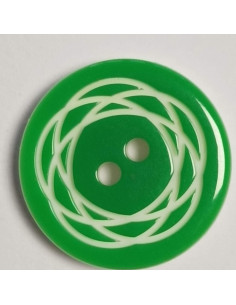 Bouton polyester 2 trous, rond, 18 mm, vert