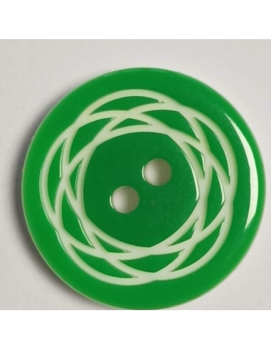 Bouton polyester 2 trous, rond, 18 mm, vert