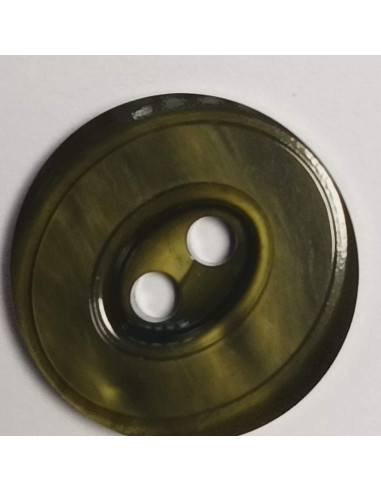 Bouton polyester 2 trous, rond, 17 mm, vert
