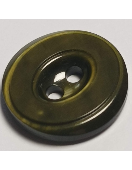 Bouton polyester 2 trous, rond, 17 mm, vert