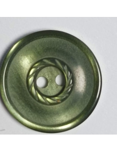 Bouton polyester 2 trous, rond, 17 mm, vert