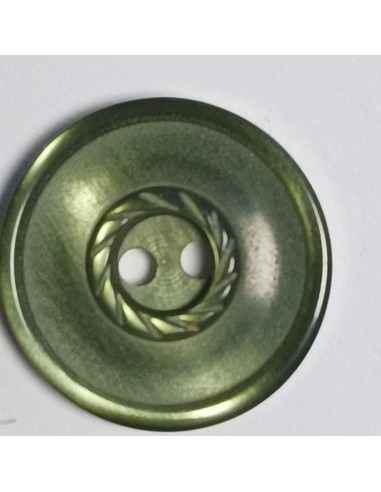Bouton polyester 2 trous, rond, 17 mm, vert