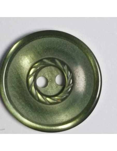 Bouton polyester 2 trous, rond, 17 mm, vert