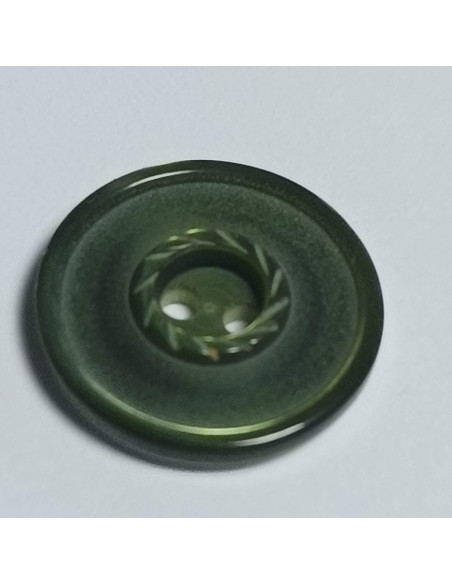 Bouton polyester 2 trous, rond, 14 mm, vert