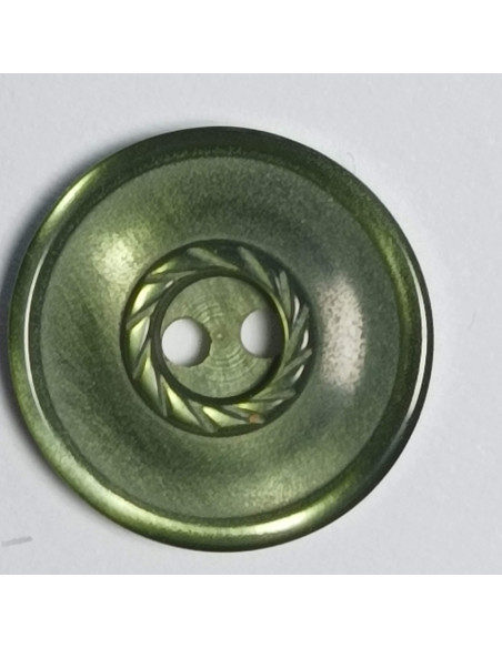 Bouton polyester 2 trous, rond, 14 mm, vert