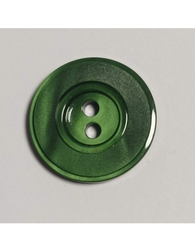 Bouton polyester 2 trous, rond, 17 mm, vert