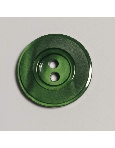 Bouton polyester 2 trous, rond, 17 mm, vert