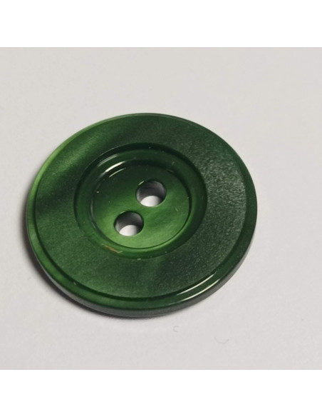 Bouton polyester 2 trous, rond, 17 mm, vert