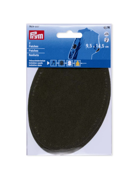 Renforts imitation daim, thermocollant, 9,5 x 14,5 cm, olive