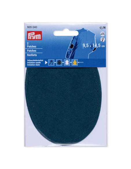 Renforts imitation daim, thermocollant, 9,5 x 14,5 cm, bleu pétrole