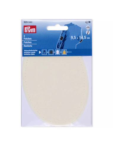Renforts imitation daim, thermocollant, 9,5 x 14,5 cm, écru