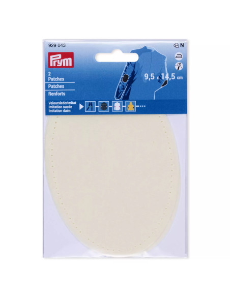 Renforts imitation daim, thermocollant, 9,5 x 14,5 cm, écru