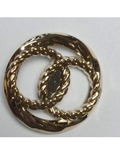 Bouton polyester, à pied, rond, 24 mm, doré