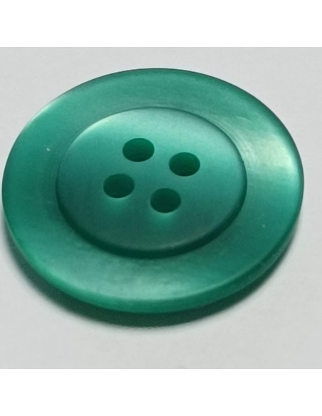 Bouton polyester, 4 trous, rond, 17 mm, vert