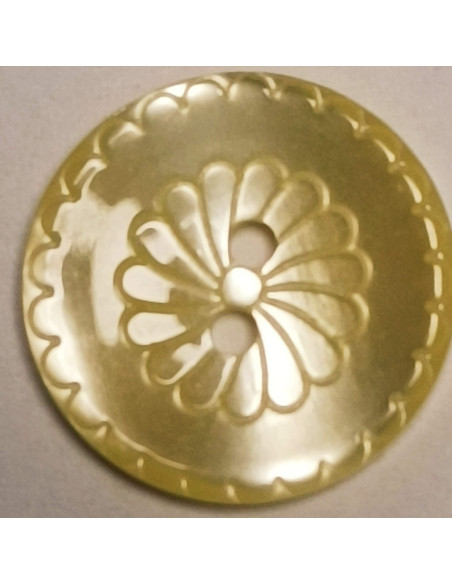 Bouton polyester, 2 trous, rond, 17 mm, jaune