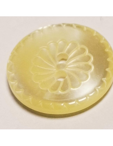 Bouton polyester, 2 trous, rond, 17 mm, jaune