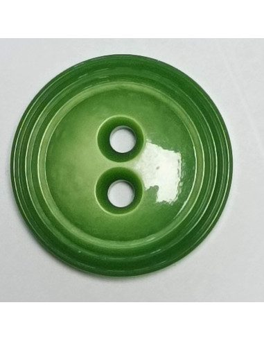 Bouton polyester, 2 trous, rond, 26 mm, vert