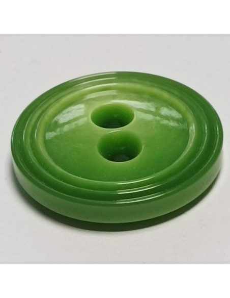 Bouton polyester, 2 trous, rond, 26 mm, vert