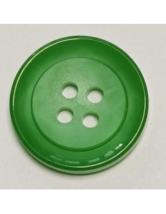Bouton polyester, 4 trous, rond, 21 mm, vert