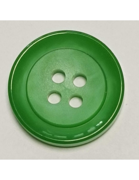 Bouton polyester, 4 trous, rond, 21 mm, vert