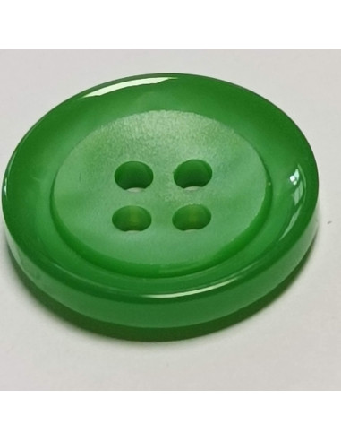 Bouton polyester, 4 trous, rond, 21 mm, vert