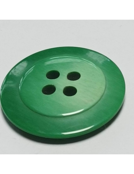 Bouton polyester, 4 trous, rond, 22 mm, vert