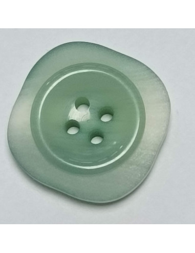 Bouton polyester, 4 trous, carré, 21 mm, vert