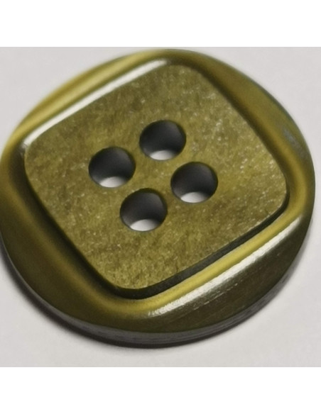 Bouton polyester, 4 trous, rond, 17 mm, vert