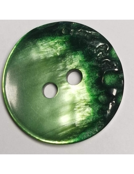 Bouton polyester, 2 trous, rond, 23 mm, vert