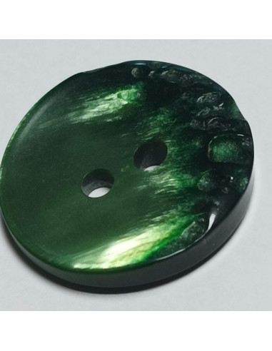 Bouton polyester, 2 trous, rond, 23 mm, vert