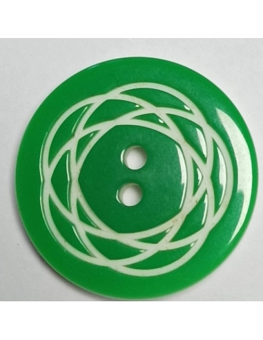 Bouton polyester, 2 trous, rond, 22 mm, vert