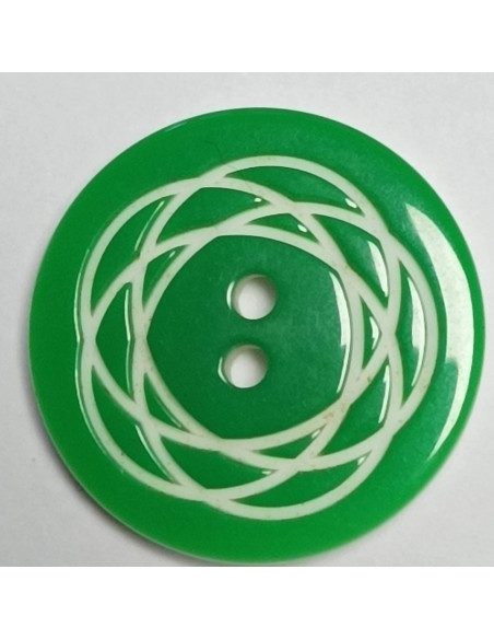 Bouton polyester, 2 trous, rond, 22 mm, vert