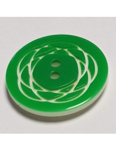 Bouton polyester, 2 trous, rond, 22 mm, vert 2