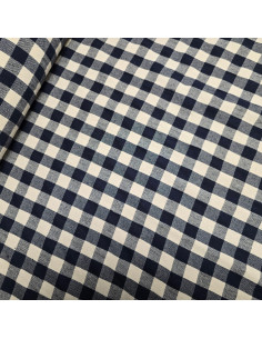 Jacquard de coton épais, vichy, bleu marine