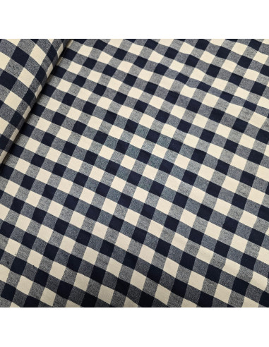 Jacquard de coton épais, vichy, bleu marine