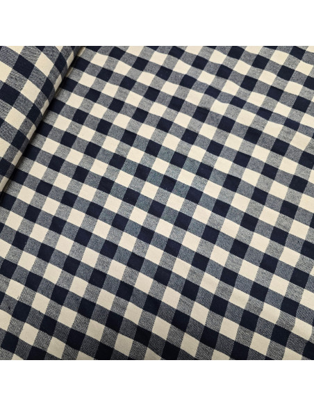 Jacquard de coton épais, vichy, bleu marine