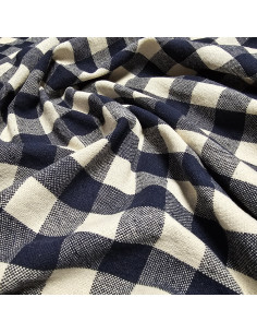 Jacquard de coton épais, vichy, bleu marine 2