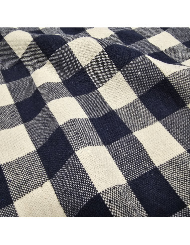 Jacquard de coton épais, vichy, bleu marine