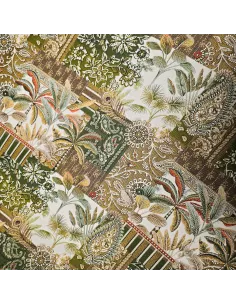 Tissu, Jacquard Basmati Patchwork, Kaki, Laize 140 cm, 75% Polyester 25% Coton 284g/m²