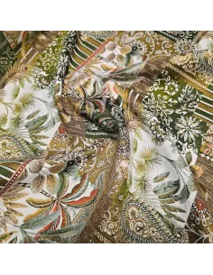 Tissu, Jacquard Basmati Patchwork, Kaki, Laize 140 cm, 75% Polyester 25% Coton 284g/m² 2